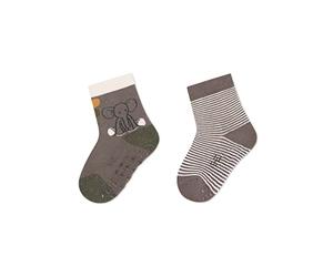 Sterntaler Baby Unisex Krabbelsocken ABS-Söckchen Doppelpack Elefant Eddy - Krabbelsocken, Stoppersocken Baby, Babysocken - grau, 19/20