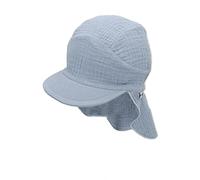 Sterntaler Unisex Schirmmütze mit Nackenschutz Musselin Sonnenhut, hellblau, 47