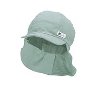 Sterntaler Baby Unisex Schirmmütze Mütze mit Nackenschutz Leinenoptik - Schirmmütze Baby, Baby Mützen - aus Baumwolle - grün, 47