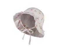 Sterntaler Babyhut Gänseblümchen mit Bindeband - Mädchen Babyhut - Sonnenhut aus Baumwollmusselin - schützende Sonnemütze mit Ohrenklappen - ecru, 43