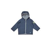 Sterntaler Babyjacke zum Wenden - mit Kapuze & Dino Rexi-Applikation - Baumwolljersey - bequeme Jungen Jacke mit Druckknöpfen - Pünktchen-/Uni-Design - Babykleidung ab Geburt - graublau - Größe 86
