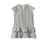 Sterntaler Babykleid Blümchen Hase Happy für Mädchen - Babykleid mit bequemer Weite und zwei Volants als Abschluss - weicher Baumwoll-Musselin-Stoff sorgt für ein angenehmes Tragegefühl- steingrün, 74
