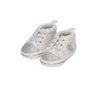 Sterntaler Babyschuh Herz für Mädchen aus Kunstleder und Glanzgewebe - Materialmix mit Herzen - Babyschuhe mit elastischer Glitzer Schnürung - lichtgrau, 18
