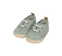 Sterntaler Babyschuh Muster für Jungen aus bedrucktem Canvas mit Kunstleder - Babyschuhe mit elastischen Schnürsenkeln und aufgenähter rutschfester Sternensohle - steingrün, 18