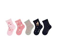 Sterntaler Babysöckchen 5er-Pack Mädchen, weiche und anschmiegsame Babysocken mit niedlichen Pferd-, Punkte-, Herz- und Schmetterlings-Motiven, aus Baumwollmischung - Rosa, Größe 18-20