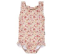 Sterntaler Badeanzug Blumen - Kinder-Badeanzug aus Bademodenstoff mit Elasthan, Blumenmuster, Volants und Schleifendetail am Rücken, Windeleinsatz, UV-Schutz 50+ - Ecru, Größe 128