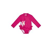 Sterntaler Badeanzug Einhorn - Baby- & Kinder-Badeanzug aus Bademodenstoff mit Elasthan, Einhorn-Druck, Rüschen, Lange Ärmel, UV-Schutz 50+, Purpur, Größe 128