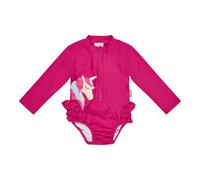 Sterntaler Badeanzug Einhorn - Baby- & Kinder-Badeanzug aus Bademodenstoff mit Elasthan, Einhorn-Druck, Rüschen, Lange Ärmel, Windeleinsatz, UV-Schutz 50+, Purpur, Größe 80