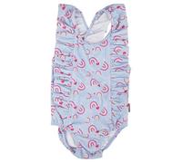Sterntaler Badeanzug Volants - Baby- & Kinder-Badeanzug aus Bademodenstoff mit Elasthan, Regenbogen-Muster, Volants, UV-Schutz 50+, hellblau, Größe 116