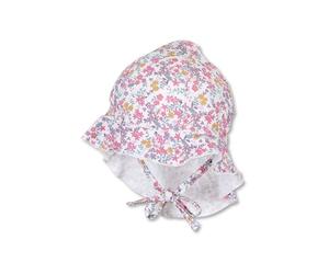Sterntaler Bademütze Blümchen mit Nackenschutz und Bindeband - Mädchen Schwimmmütze mit UV -Schutz 50+ - UV Bademütze Baby aus Bademodenstoff - Schirmmütze für Badespaß an sonnigen Tagen - Ecru, 43