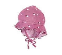 Sterntaler Bademütze Blumen mit Nackenschutz und Bindeband - Mädchen Schwimmmütze mit UV -Schutz 50+ - UV Bademütze Baby aus Bademodenstoff - Schirmmütze für Badespaß an sonnigen Tagen - purpur, 49