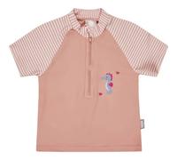 Sterntaler Badeshirt Seepferdchen - Baby- & Kinder-Badeshirt aus Bademodenstoff mit Elasthan, Kurzarm, Seersucker-Ärmel, Seepferdchen-Druck, Reißverschluss, Stehkragen, UV-Schutz 50+, Größe 80