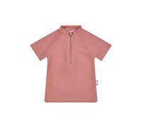 Sterntaler Badeshirt Kurzarm Uni - Kinder-Bademode aus elastischem Polyamid, Kurzarm, unifarben, Reißverschluss vorne mit Kinnschutz, Stehkragen, UV-Schutz 50+ - Rosenholz, Größe 68