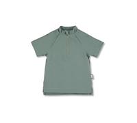 Sterntaler Badeshirt Kurzarm Uni - Kinder-Bademode aus elastischem Polyamid, Kurzarm, Reißverschluss vorne mit Kinnschutz, Stehkragen, UV-Schutz 50+, Mattgrün, Größe 68