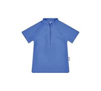 Sterntaler Badeshirt Kurzarm Uni - Kinder-Bademode aus elastischem Polyamid, Kurzarm, unifarben, Reißverschluss vorne mit Kinnschutz, Stehkragen, UV-Schutz 50+ - Meerblau, Größe 92