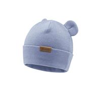 Sterntaler Beanie aus feiner Strickware - süße Unisex Mütze mit Umschlag und 3D Ohren - gefüttert mit Baumwollfleece - in samtblau, Größe 45