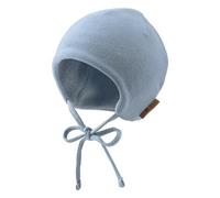 Sterntaler Beanie Mütze aus Microfleece Unisex Beanie Baby mit angeschnittenen Ohrenklappen + Bindeband - gefüttert mit Baumwollfleece - blau, 41