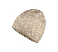 Sterntaler Beanie aus Sweat mit Flauschiger Rückseite und Saurier-Print - Jungen - weich und pflegeleicht - Mütze für Baby und Kinder, Sandfarben, Größe 49