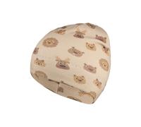 Sterntaler Beanie aus Sweat mit Flauschiger Rückseite - Unisex Mütze Bedruckt mit Tierköpfen - kuschelig, stylisch, perfekt für Kinder - beige, Größe 45