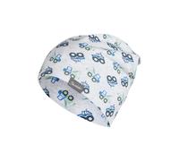 Sterntaler Beanie Baustelle - Bequeme Kindermütze aus Melange Jersey mit Baustellenfahrzeugen, Zwei Tragevarianten und UV-Schutz 50+, Lichtgrau, Größe 53