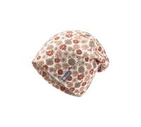Sterntaler Beanie Bedruckt mit Blumen für Mädchen - Baby und Kinder Mütze aus Mischgewebe - gefüttert mit Baumwollfleece - beige, 53