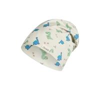 Sterntaler Beanie Dino - Bequeme Kindermütze aus Flammgarn-Jersey mit Dino-Motiv, Zwei Tragevarianten und UV-Schutz 50+, Beige, Größe 49