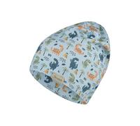 Sterntaler Beanie Dino - Weiche Kindermütze aus Flammgarn-Jersey mit Dino-Motiv, Zwei Tragevarianten, UV-Schutz 50+ - Hellblau, Größe 53