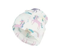 Sterntaler Beanie Einhorn - Beanie aus weichem Jersey mit Einhorn-Print, Zwei Tragevarianten, anschmiegsam und bequem - Weiß, Größe 49