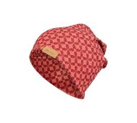 Sterntaler Beanie graphisch - Mädchen Mütze aus feiner Strickware mit grafischem Muster - Kindermütze mit 2 Tragevarianten - leicht und anschmiegsam - Übergangsmütze - mattrot, Größe 45
