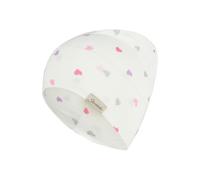 Sterntaler Beanie Herzchen - Beanie aus weichem Jersey mit glitzernden Herzchen, Zwei Tragevarianten, anschmiegsam und bequem - Weiß, Größe 49