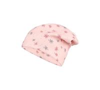 Sterntaler Beanie Kristalle - Mädchen Mütze mit winterlichem Schneekristall-Print - Lässige Slouch Beanie aus Sweat mit Flauschiger Innenseite - warm und kuschelig - lichtrosa, Größe 53