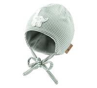 Sterntaler Beanie Mütze Dino Jungen Beanie Baby mit angeschnittenen Ohrenklappen + Bindeband - gefüttert, aus geripptem Stoff - mattgrün, 39