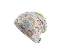 Sterntaler Beanie Regenbogen - Kindermütze aus Flammgarnjersey für Mädchen mit UV Schutz 50+ - Leichte Mütze mit Regenbogen -Druck schützt den Kopf an heißen Tagen vor der Sonne - ecru, 55