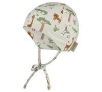 Sterntaler Beanie Safaritiere - Beanie aus Flammgarn-Jersey mit Safaritier-Print, angeschnittene Ohrenklappen, Bindeband, weich und anschmiegsam - Silber, Größe 43