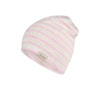 Sterntaler Beanie Streifen - Leichte Kindermütze aus geringeltem Melange-Jersey mit bunten Pünktchen, Zwei Tragevarianten, UV-Schutz 50+, Perlrosa, Größe 53