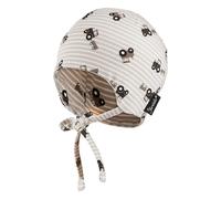 Sterntaler Beanie Traktoren - Erstlingsmütze aus hautsympathischem Jersey mit Allover Traktor Druck - Jungen Mütze mit kleinen Ohrenklappen - Baby und Kinder Übergangsmütze zum Binden, Sand, Größe 33