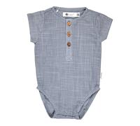 Sterntaler Body Leinenoptik - Jungen Body aus Baumwolle in edler Leinenoptik - Kurzarm Body mit Kleiner Knopfleiste - Leichter Baby Strampler mit Druckknöpfen im Schritt, graublau, Größe 74