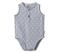 Sterntaler Body Pünktchen Musselin Hase Happy - Baby Body für Jungen aus Musselin mit Punktemuster - Bequemer Strampler ohne Ärmel und Knopfleiste vorne - graublau, 68