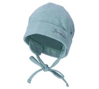 Sterntaler OCS Beanie mit Umschlag - Mütze aus Melange-Singlejersey (Bio) mit Ohrenklappen, Bindeband & Stickmotiv - Unisex Baby Übergangsmütze - steingrün, Gr. 37