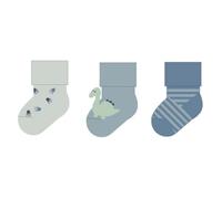 Sterntaler Erstlingssocken 3er Pack Jungen - Baby Socken Dino mit Umschlag und Innenfrottee - hoher Baumwollanteil - Neugeborenen Söckchen - graublau, Gr. 0
