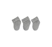 Sterntaler Erstlingssocken 3er Pack uni - Baby Socken mit Innenfrottee und Umschlag - hautsympathische Neugeborenen Socken mit hohem Baumwollanteil - Unisex Strümpfe einfarbig, silber melange, Größe 0