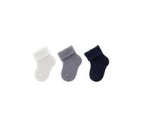 Sterntaler Erstlingssocken 3er Pack uni - Baby Socken mit Innenfrottee und Umschlag - hautsympathische Neugeborenen Socken mit hohem Baumwollanteil - Jungen Strümpfe einfarbig, graublau, 0