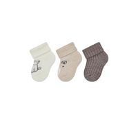 Sterntaler Erstlingssocken 3er Pack Unisex - Baby Socken Bär mit Umschlag - wärmende Wollqualität - kuschelige Neugeborenen Söckchen - natur meliert, Gr. 0