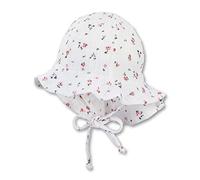 Sterntaler Flapper für Mädchen mit Bindebändchen, Nackenschutz und Musselin-Stoff mit kleinen Blumen, Alter: 5-6 Monate, Größe: 43, Beige (Ecru)