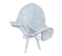 Sterntaler Flapper für Mädchen mit Bindebändern, Nackenschutz und Blumen-Motiv, Alter: 2-4 Jahre, Größe: 53, Blau (Himmel)