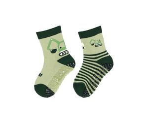 Sterntaler Fli Fli AIR 2er Pack Baufahrzeuge - Fliesen Flitzer für Jungen im Doppelpack - Stoppersocken mit rutschfester Sohle - Fliesensocken mit Motiven - blassgrün, 18