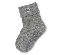 Sterntaler Fli Fli Wolle - Unisex Fliesen Flitzer mit Umschlag - Stoppersocken mit Wolle - hautsympathische Socken - Baby und Kinder Strümpfe mit Anti-Rutsch-Sohle, silber melange, Größe 34