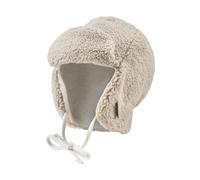 Sterntaler Fliegermütze aus Teddyplüsch - Jungen Holzfällermütze mit angeschnittenen Ohrenklappen und Bindeband - Kinder Wintermütze, gefüttert mit Baumwollfleece - Natur, 49