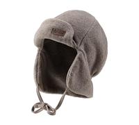 Sterntaler Fliegermütze einfarbig aus weichem Fleece - Jungen Holzfällermütze mit angeschnittenen Ohrenklappen und Bindeband - Kinder Wintermütze, gefüttert mit Microfleece - braun Melange,47