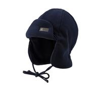 Sterntaler Fliegermütze einfarbig aus weichem Fleece - Jungen Holzfällermütze mit angeschnittenen Ohrenklappen und Bindeband - Kinder Wintermütze, gefüttert mit Microfleece - Marine, 49